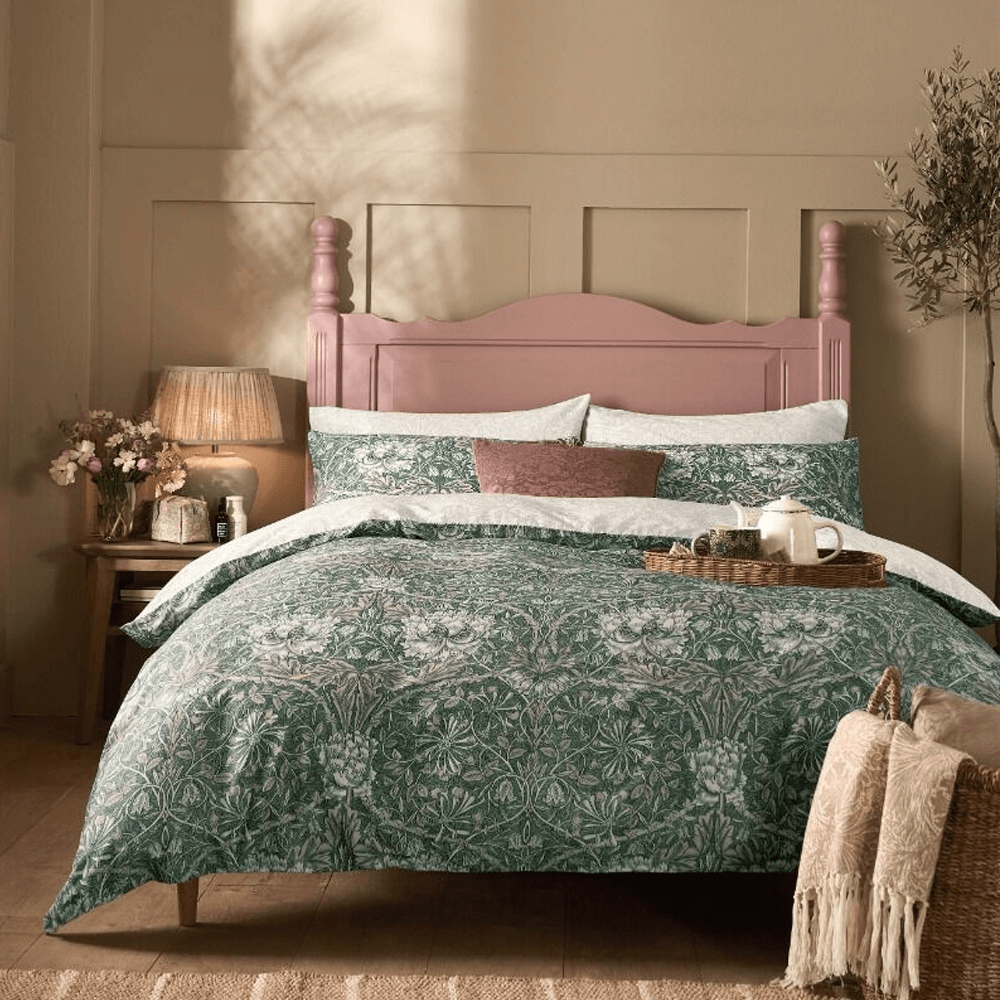 William Morris At Home Honeysuckle and Tulip Sage Duvet Cover Set